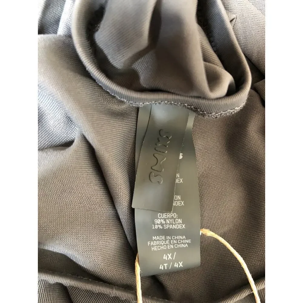 SKIMS Mesh Cover Up Long Sarong Skirt Tonal Ring Gunmetal Gray NWT Size 4X